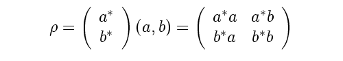 Density matrix representation of state (a,b).